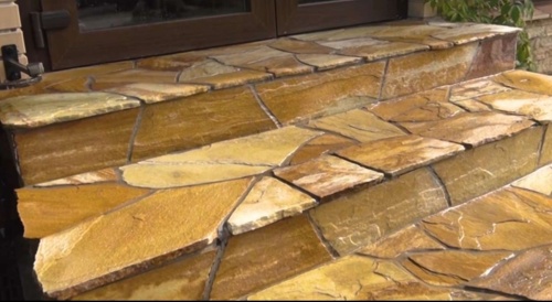 Плитняк златолит жёлтый золотистый для отмостки купить в Старой Купавне